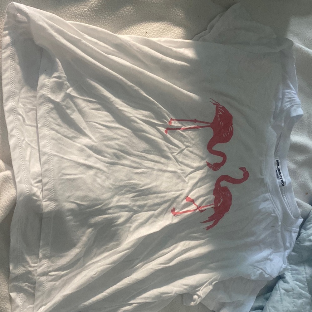 Sub-urban riot short sleeve shirt with flamingos